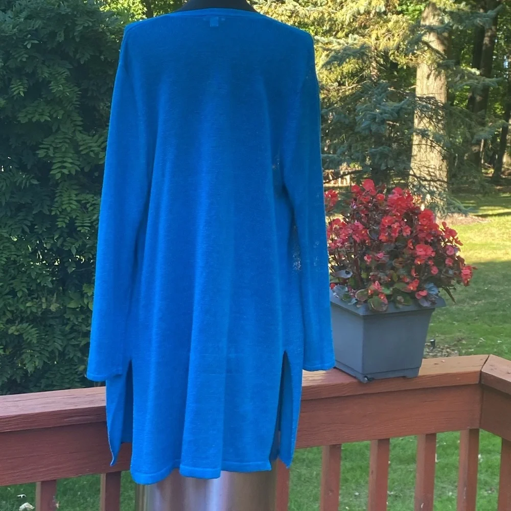 J. Jill Teal Blue cardigan, Excellent Condition, see measurements in photos - Picture 3 of 11